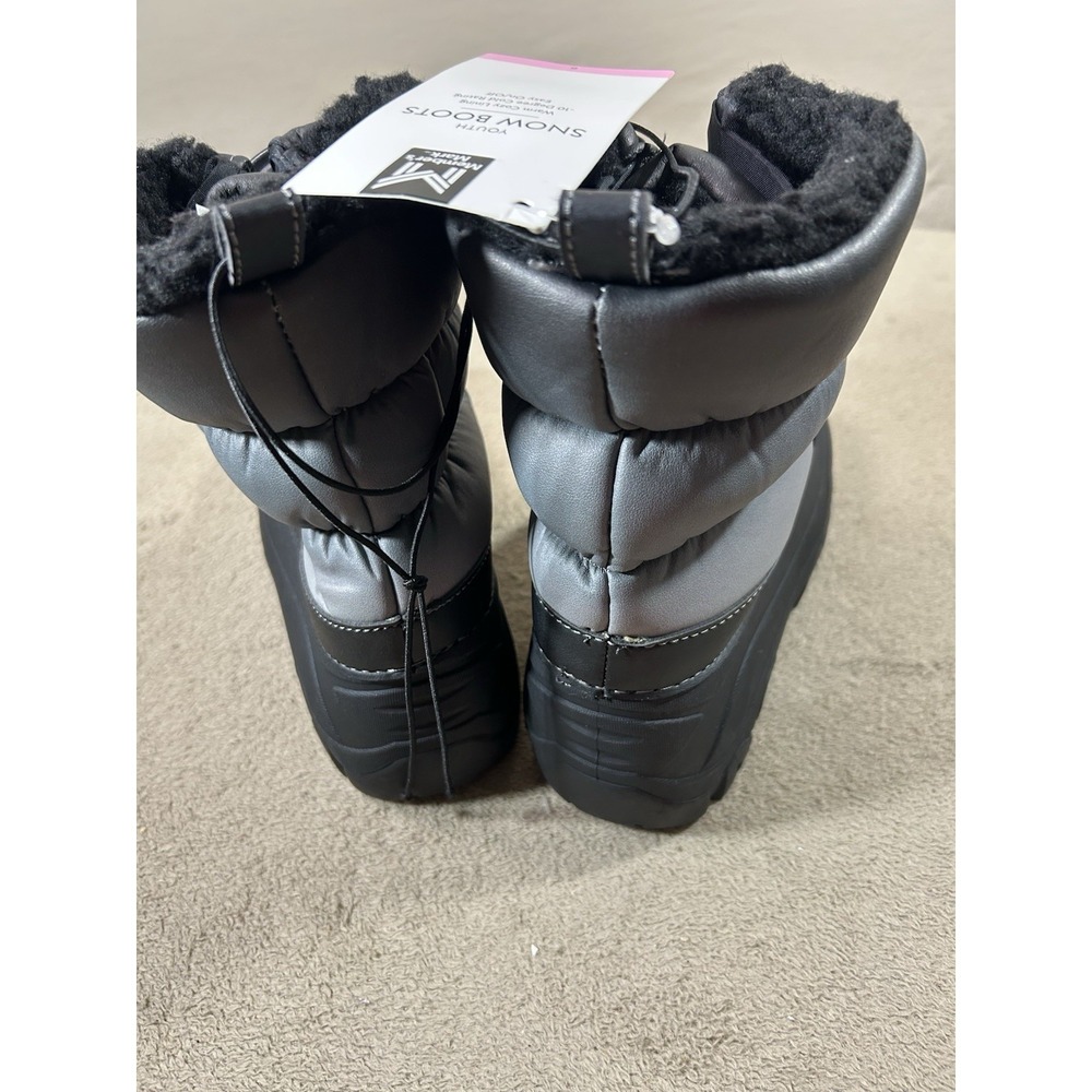 Member's Mark Youth Snow Boots Size 6B Black Gray Faux Fur Lined NWT - Picture 5 of 9